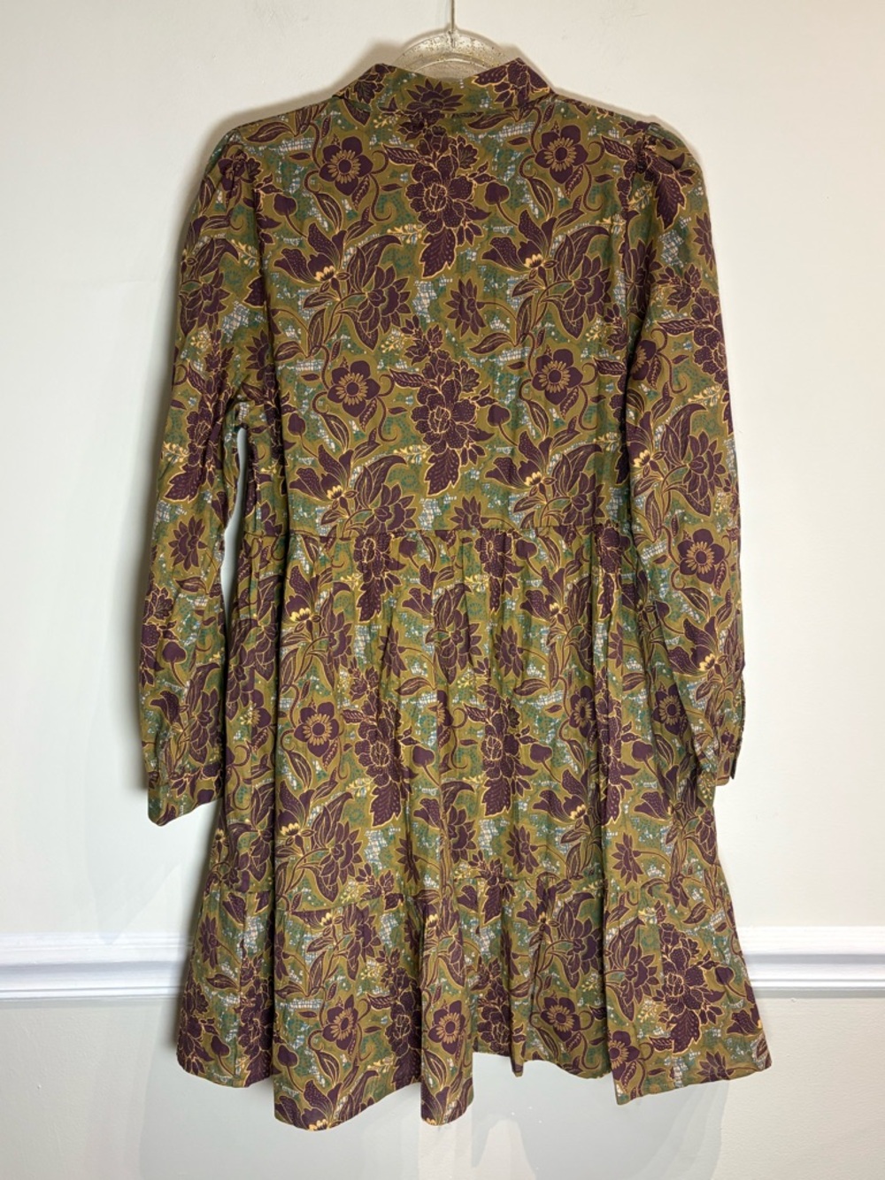 Anthropologie Ro's Garden Romy Mini Dress in Brown Olive Floral Size Medium - Picture 5 of 8